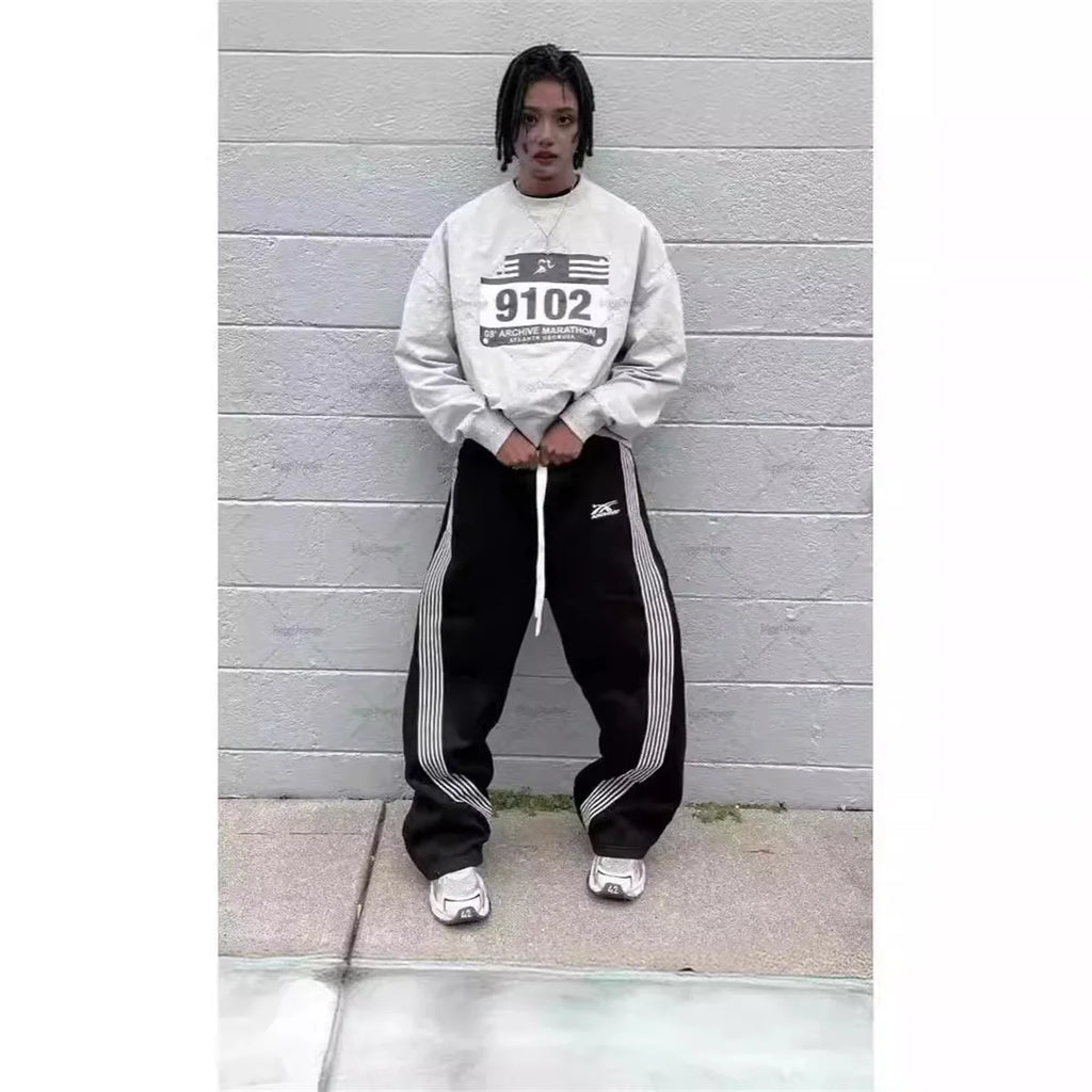 Unisex Striped Straight Leg Sweatpants - Harajuku Streetwear