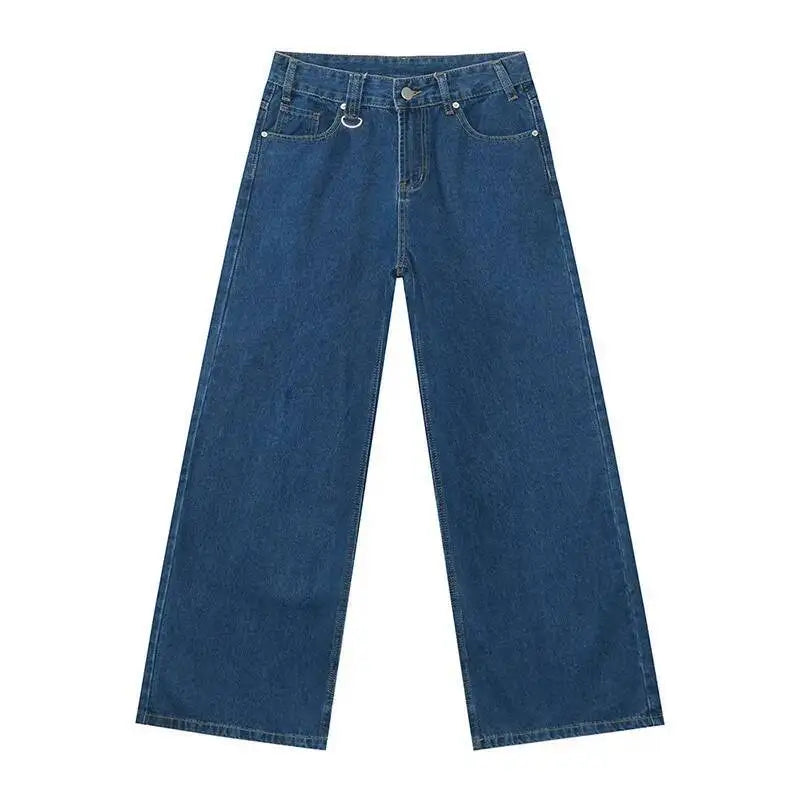 Men's Old Blue Washed Denim Jeans - Loose Wide Leg