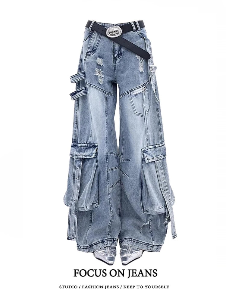 Women's Y2K High Waisted Wide Leg Jeans
