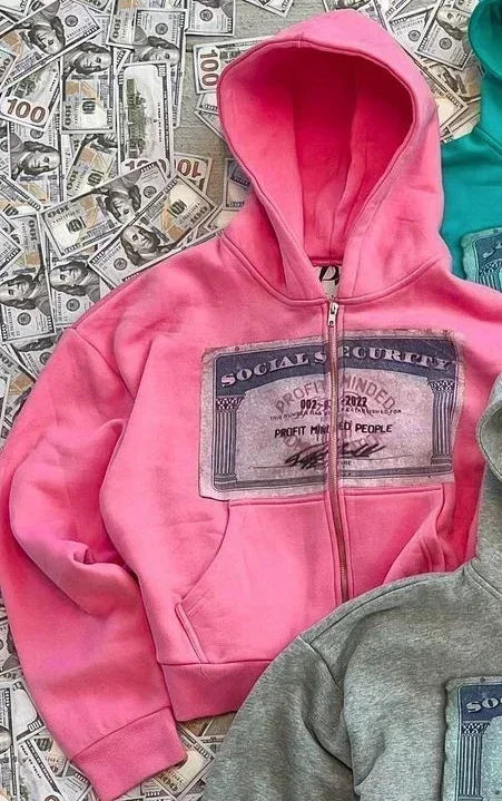 Unisex Y2K Retro Print Zip Hoodie - Streetwear