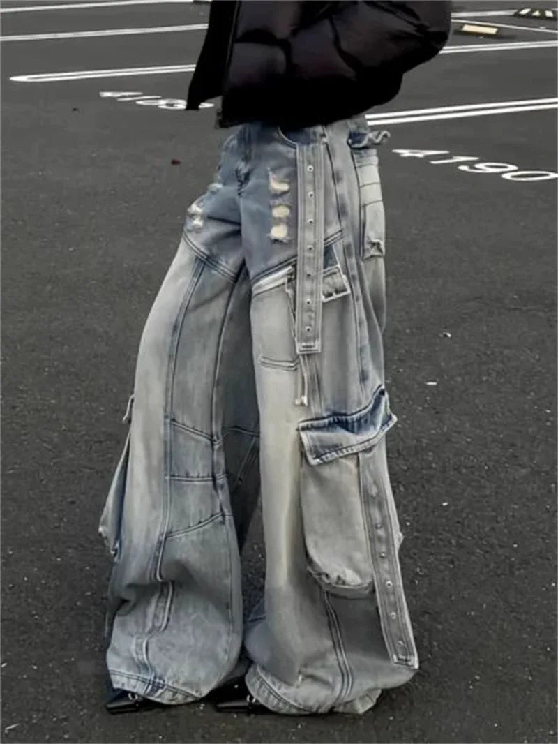 Women's Y2K High Waisted Wide Leg Jeans