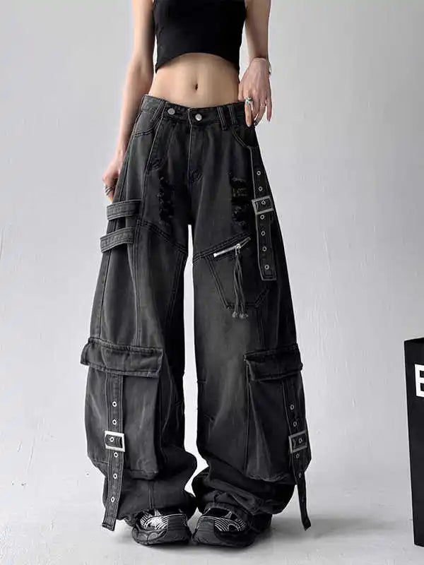 Women's Y2K High Waisted Wide Leg Jeans