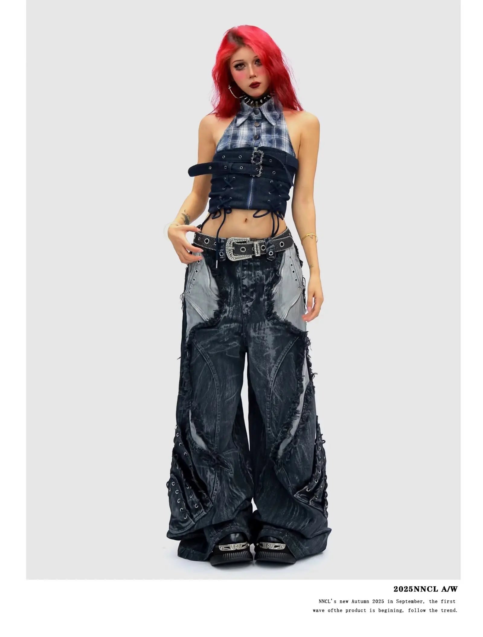 Abandoned soil style vintage ripped jeans for women autumn American design, loose and hanging straight leg wide leg pants