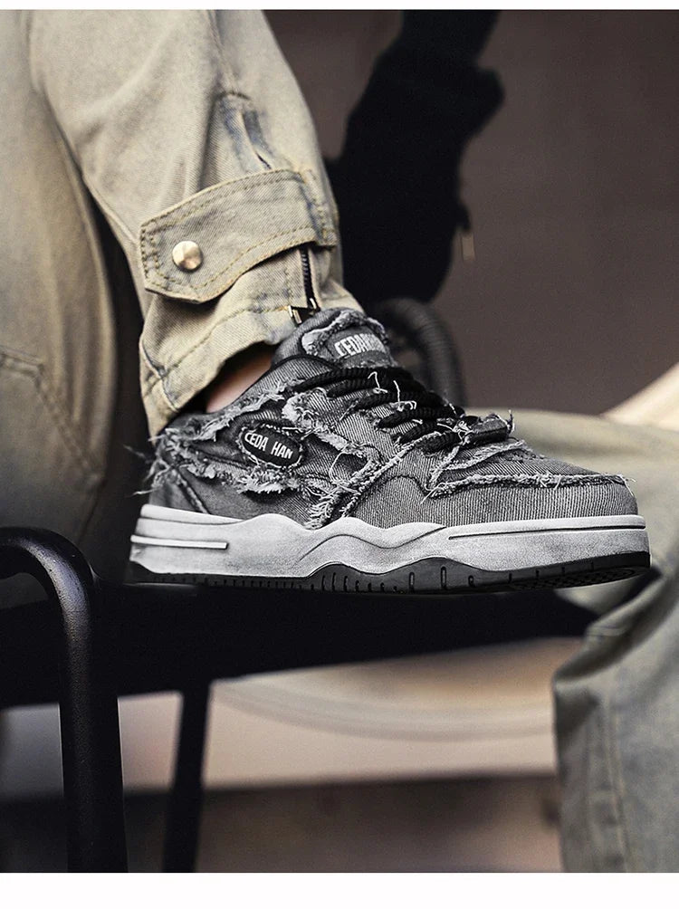 Men's Retro Denim Skateboarding Shoes