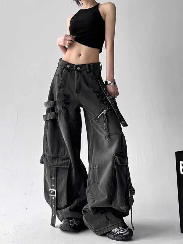 Women's Y2K High Waisted Wide Leg Jeans