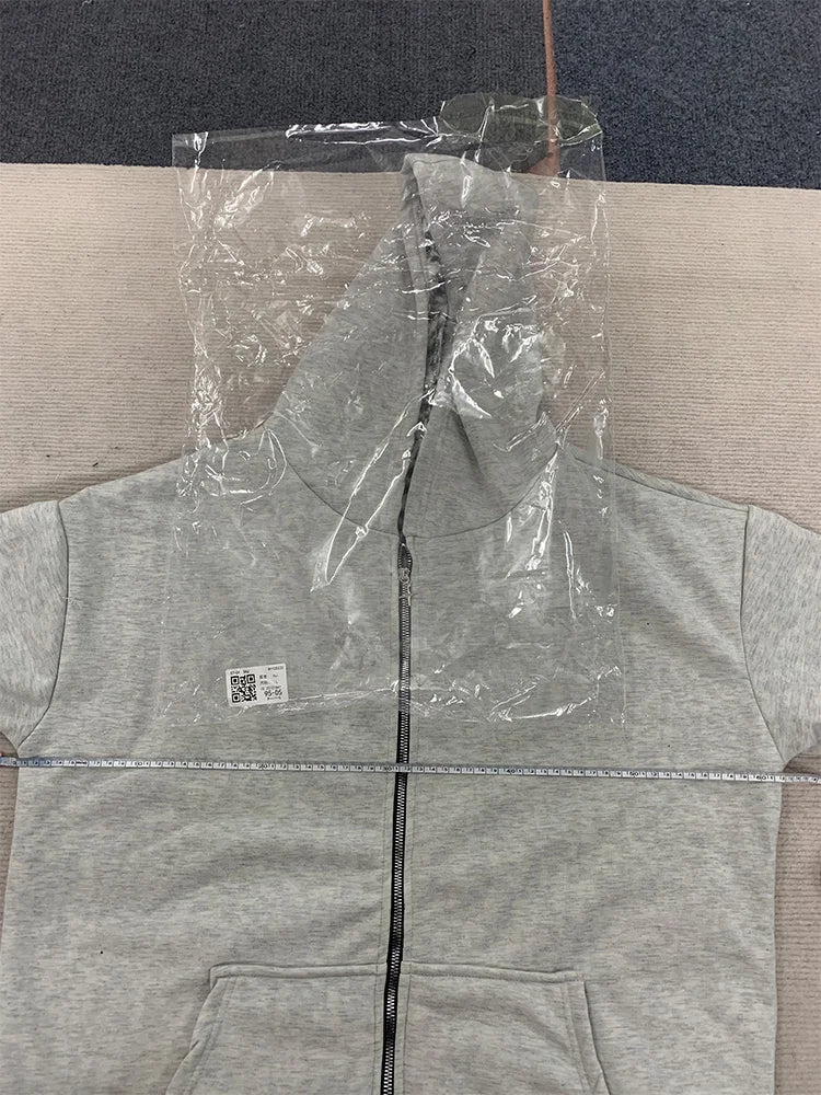 Men's Leopard Print Double Zipper Hoodie - Grey Streetwear