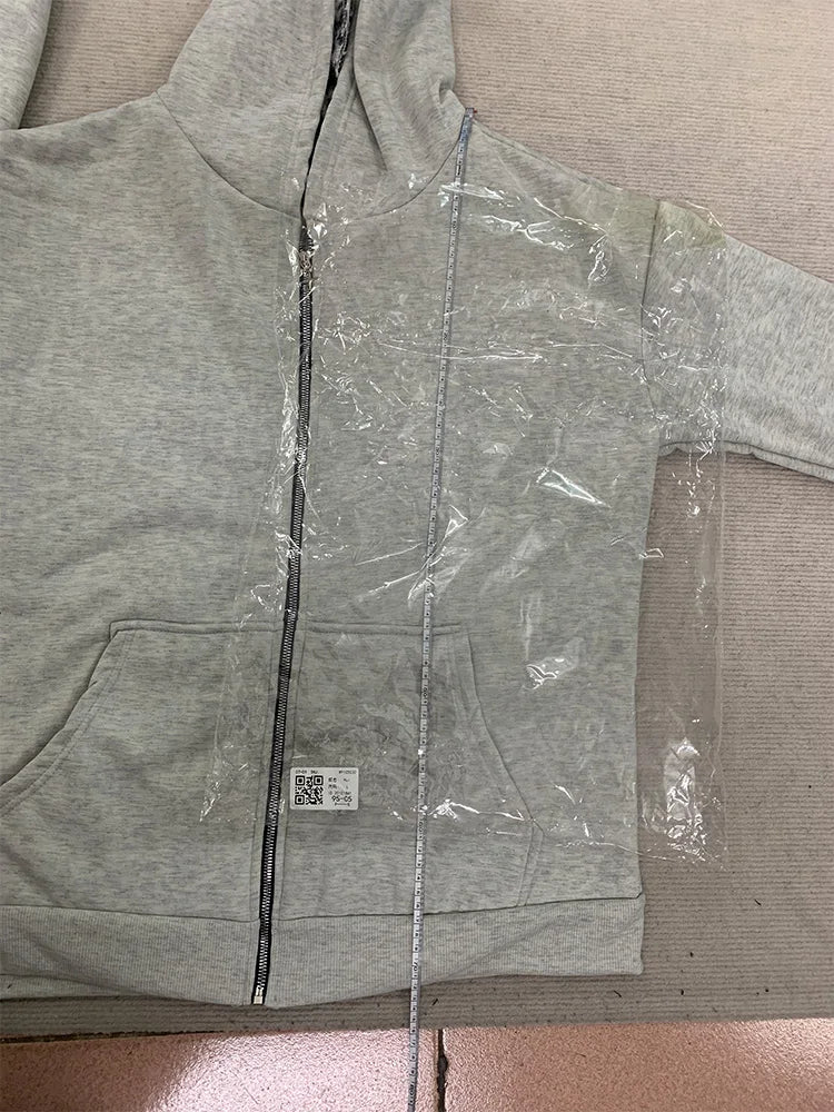 Men's Leopard Print Double Zipper Hoodie - Grey Streetwear