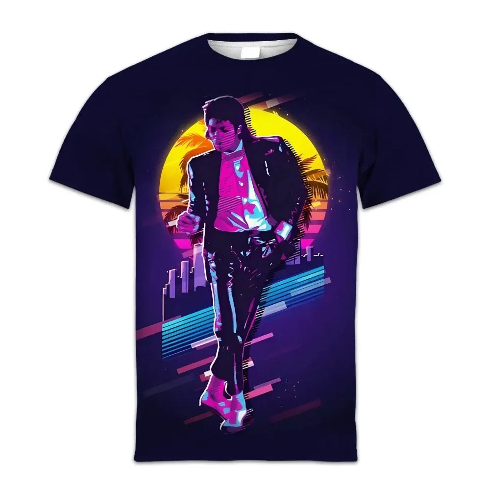 2025 T-shirt Singer Michael Jackson 3D Printed Casual Fashion Oversized Crew-neck T-shirt for Men and Women with Short Sleeves