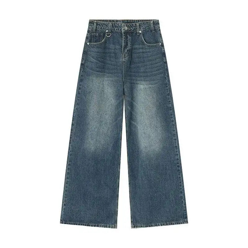 Men's Old Blue Washed Denim Jeans - Loose Wide Leg