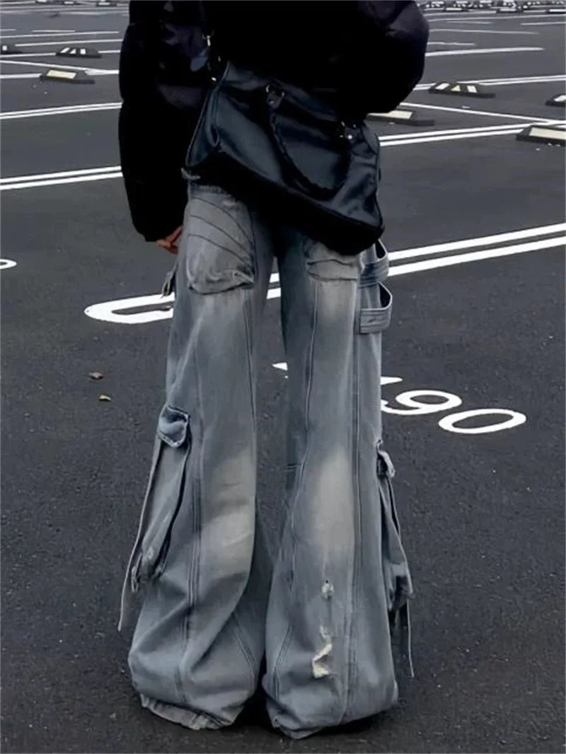 Women's Y2K High Waisted Wide Leg Jeans