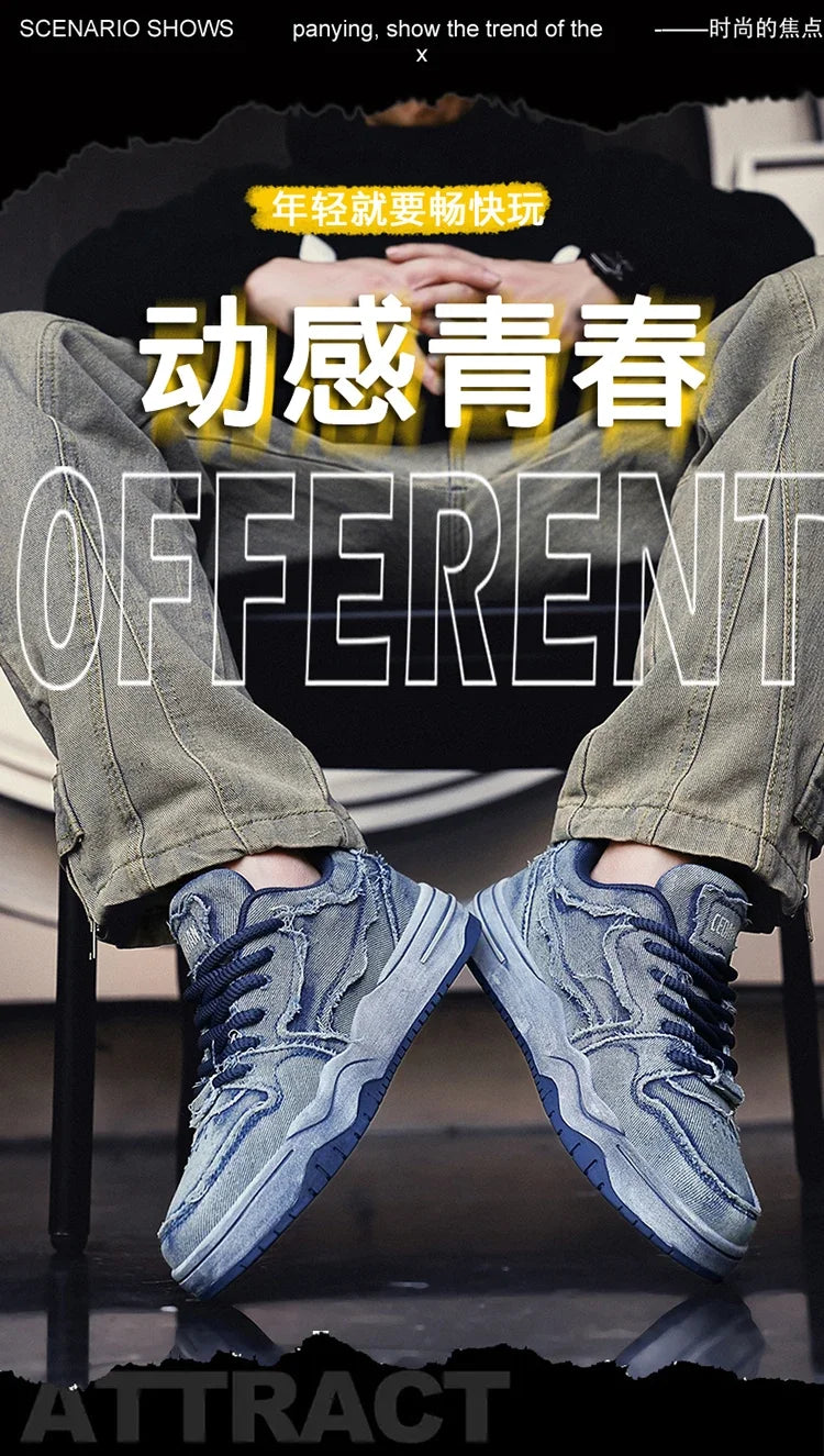 Men's Retro Denim Skateboarding Shoes