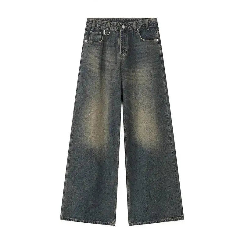 Men's Old Blue Washed Denim Jeans - Loose Wide Leg
