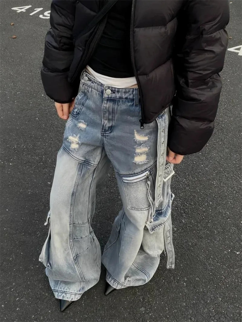 Women's Y2K High Waisted Wide Leg Jeans