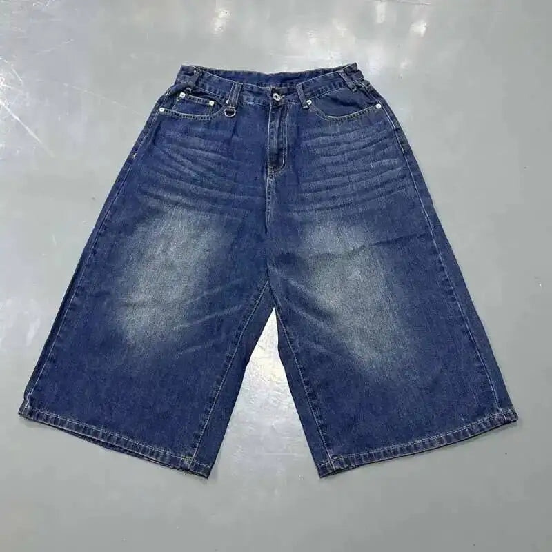 Men's Old Blue Washed Denim Jeans - Loose Wide Leg
