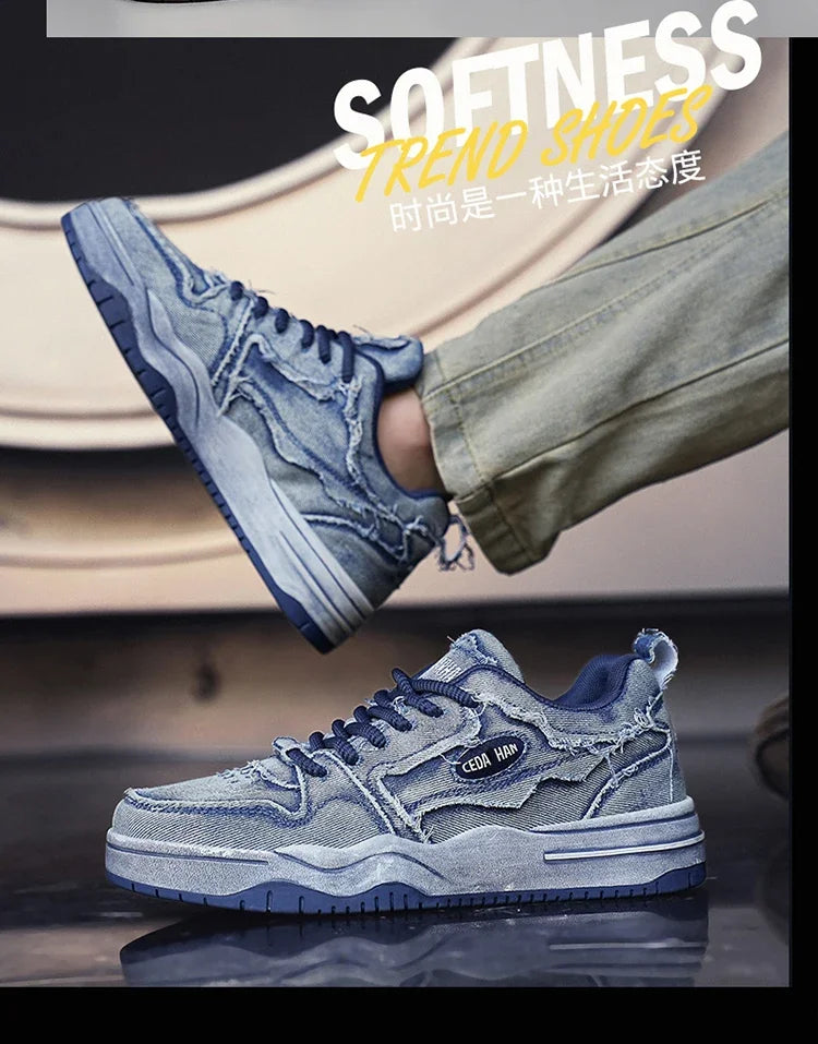Men's Retro Denim Skateboarding Shoes