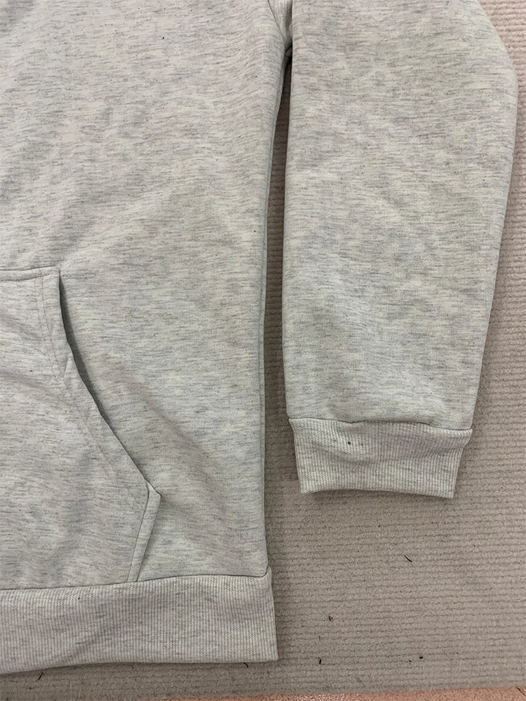 Men's Leopard Print Double Zipper Hoodie - Grey Streetwear