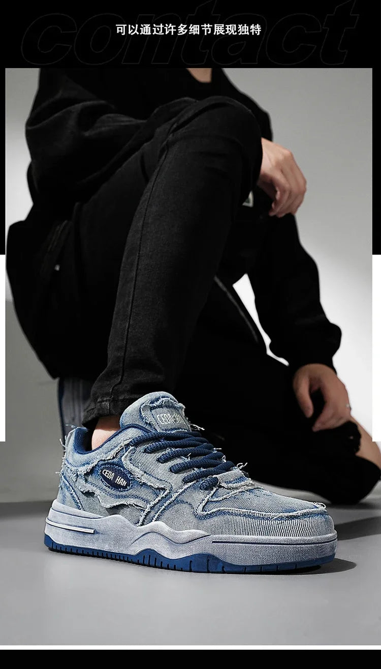 Men's Retro Denim Skateboarding Shoes
