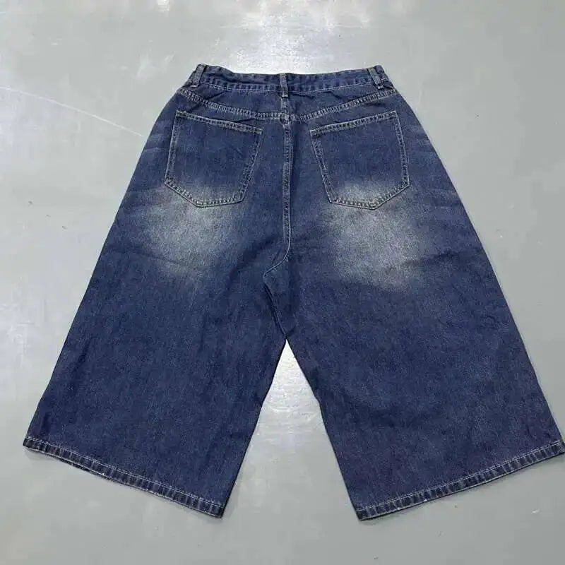 Men's Old Blue Washed Denim Jeans - Loose Wide Leg