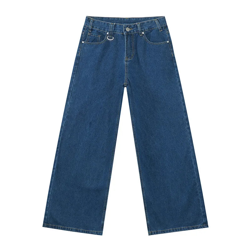 Men's Old Blue Washed Denim Jeans - Loose Wide Leg
