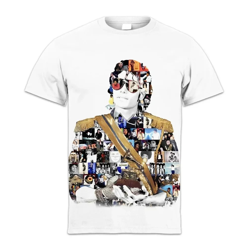 2025 T-shirt Singer Michael Jackson 3D Printed Casual Fashion Oversized Crew-neck T-shirt for Men and Women with Short Sleeves