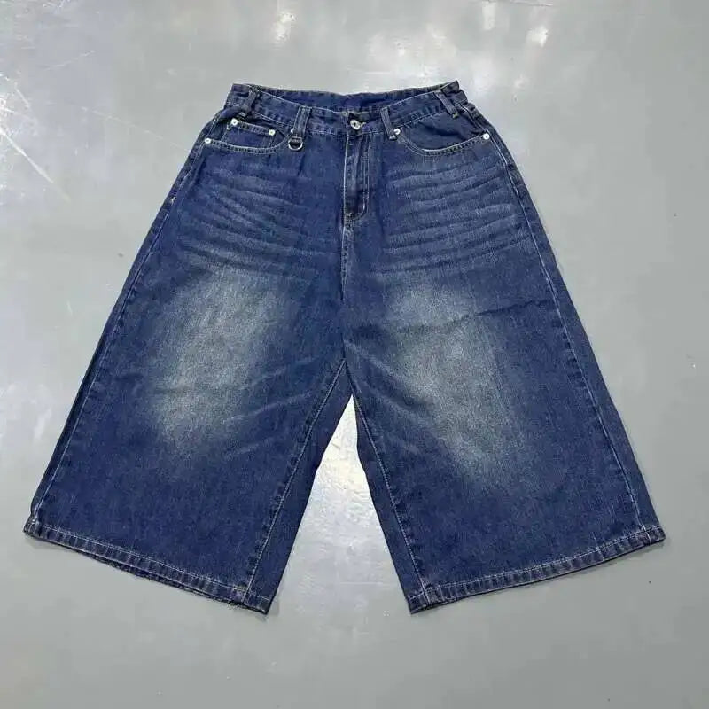 Men's Old Blue Washed Denim Jeans - Loose Wide Leg