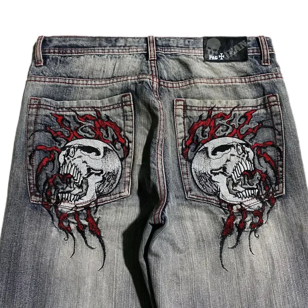 American Retro Punk Embroidered Jeans