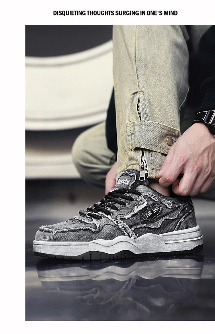 Men's Retro Denim Skateboarding Shoes