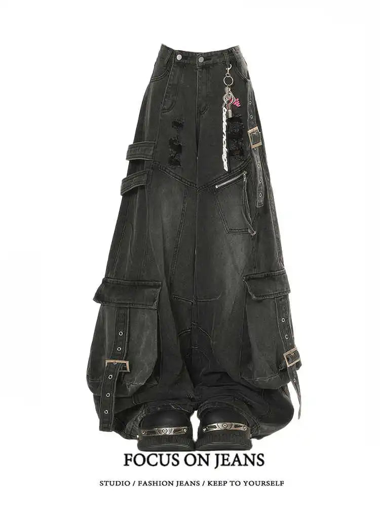 Women's Y2K High Waisted Wide Leg Jeans