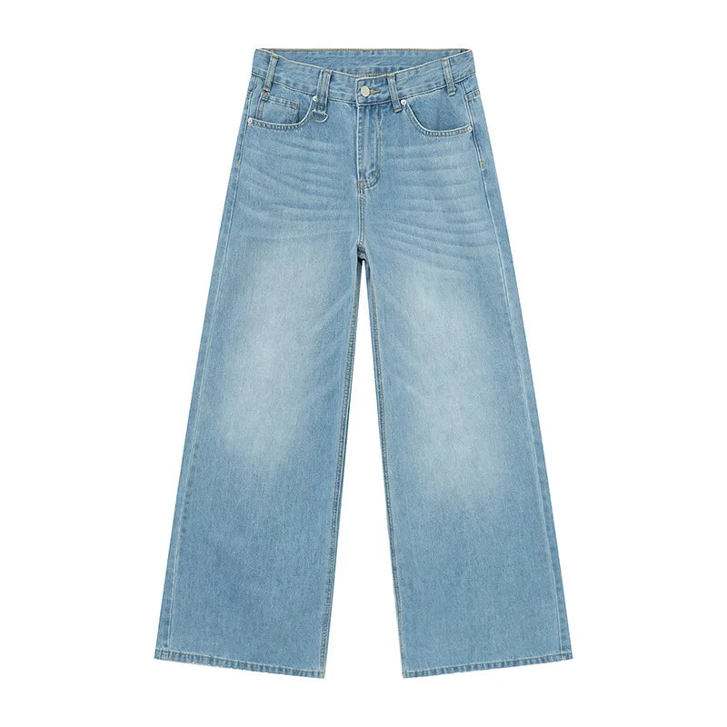 Men's Old Blue Washed Denim Jeans - Loose Wide Leg