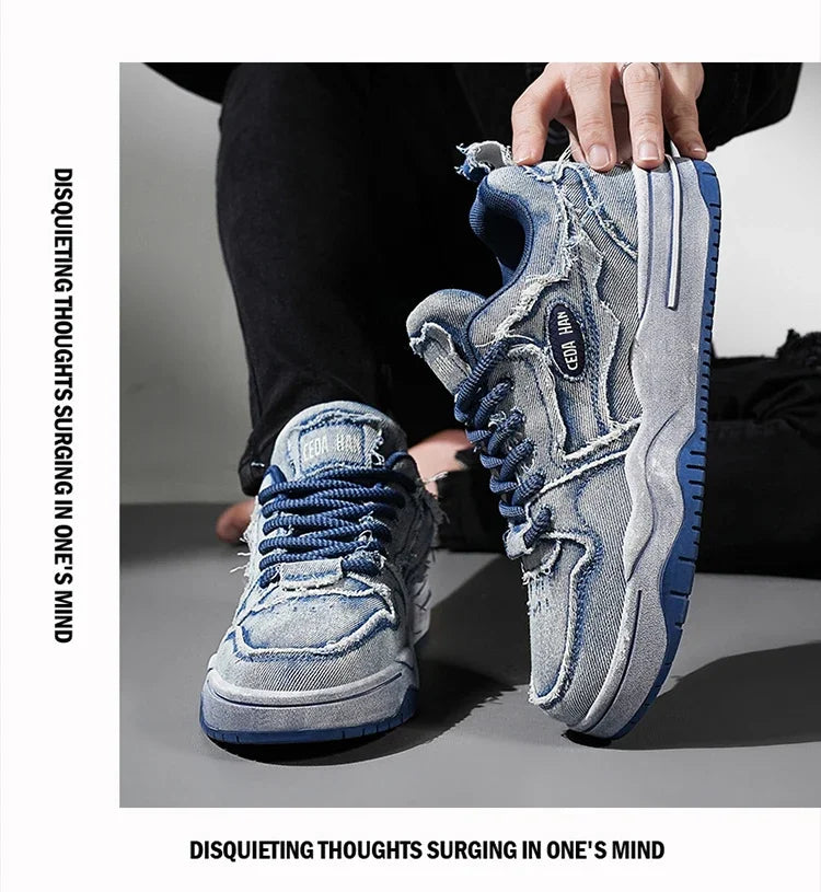 Men's Retro Denim Skateboarding Shoes