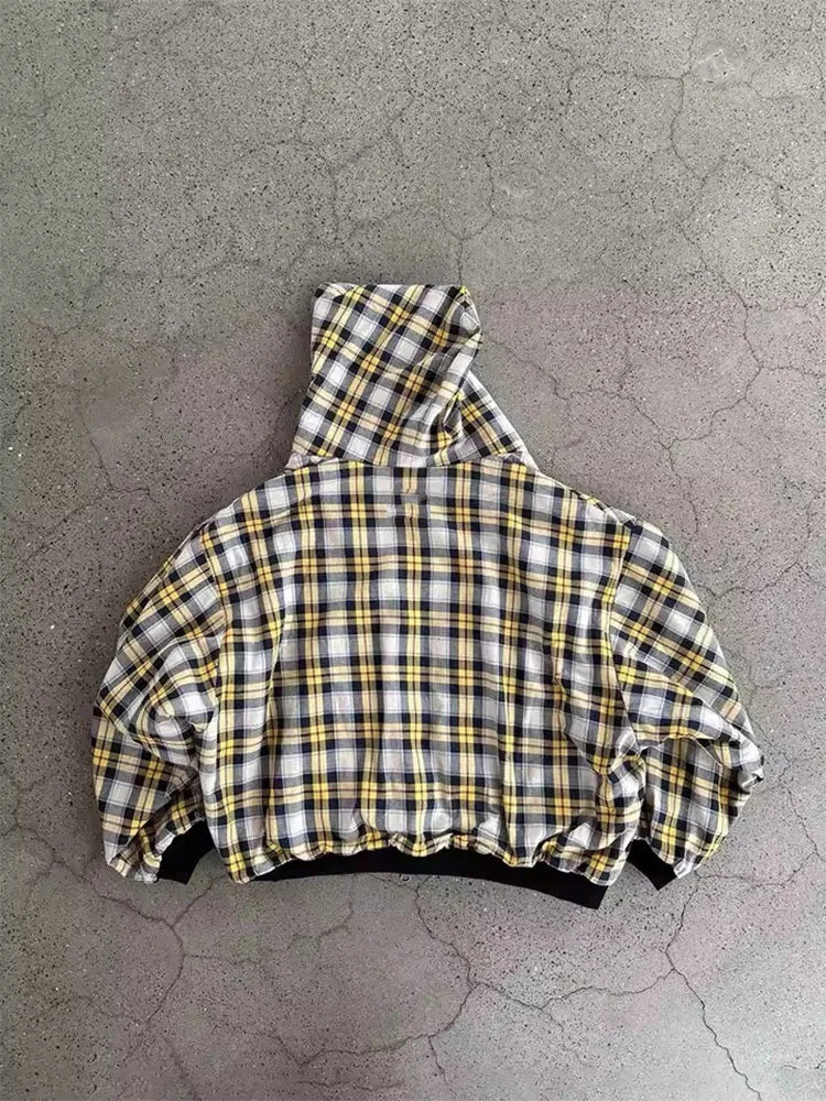 Women's Plaid Reversible Zip Hoodie - Warm Loose Fit