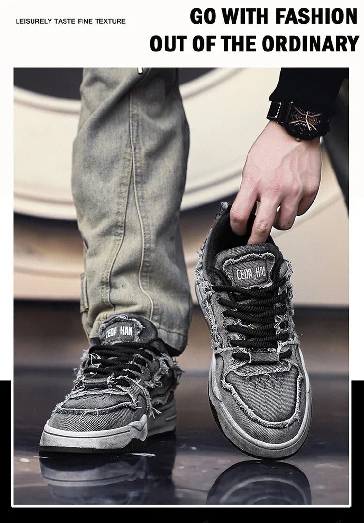 Men's Retro Denim Skateboarding Shoes