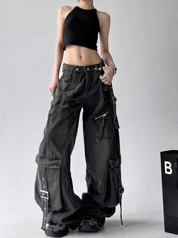 Women's Y2K High Waisted Wide Leg Jeans