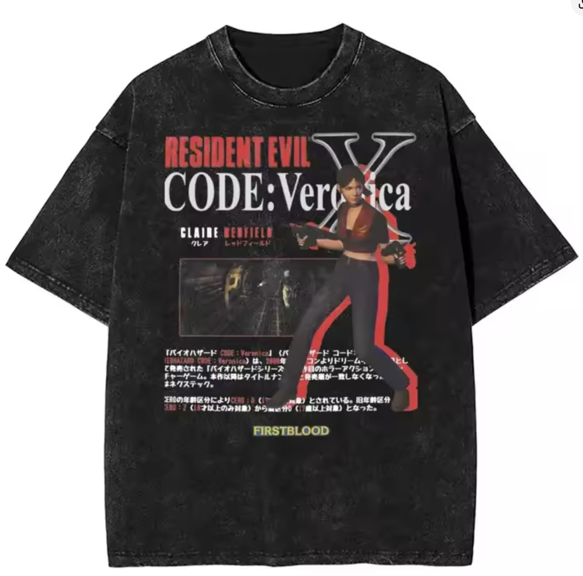 Residents Evils Biohazard 3 T Shirt Washed Short Sleeve Harajuku T-Shirts Horror Game Fashion Men Women Tops Graphic Tops Tees