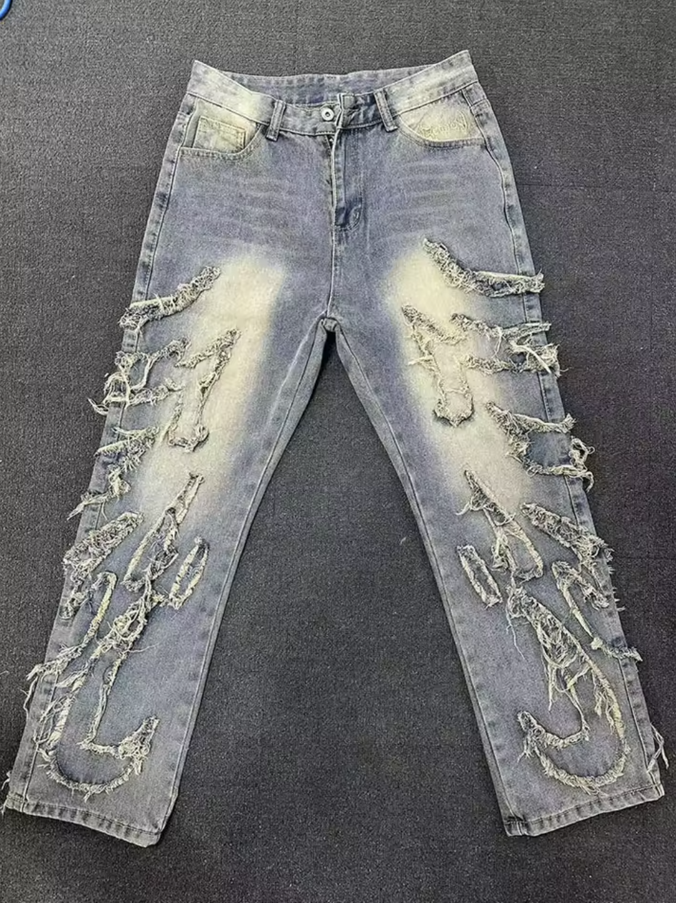 New Men Loose-fit Harajuku Fashion Jeans Male Retro Aesthetic Streetwear Denim Pants Graphic Embroidered Wide Leg Denim Trousers