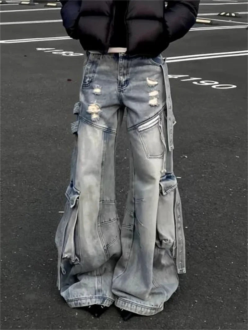 Women's Y2K High Waisted Wide Leg Jeans