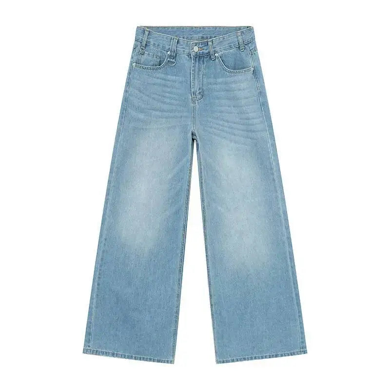 Men's Old Blue Washed Denim Jeans - Loose Wide Leg