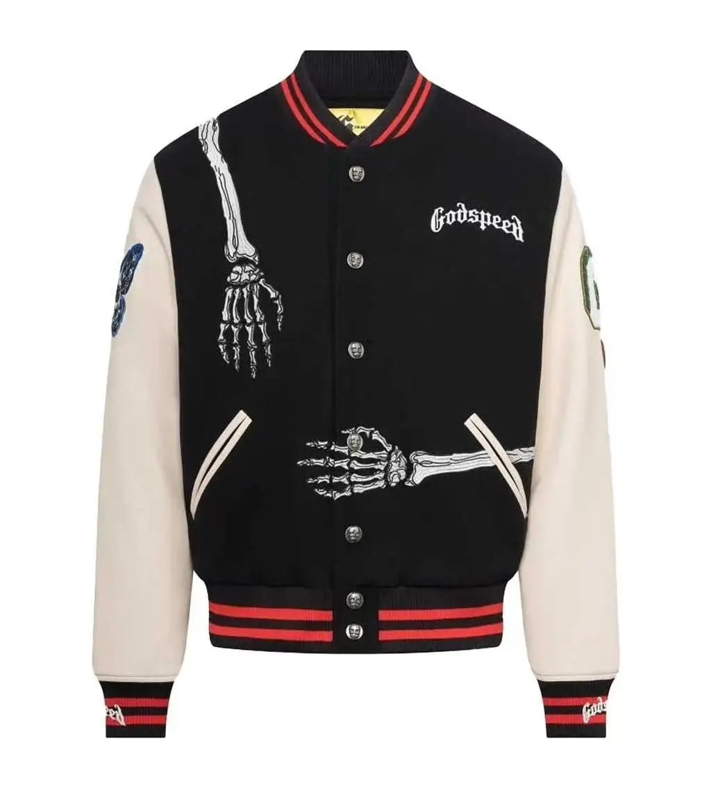 25S Men's Autumn/Winter Trendy Youth American Baseball Jacket Outerwear Casual Men's Embroidered Plus Size Cross-border Trade