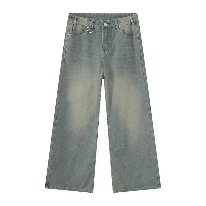 Men's Old Blue Washed Denim Jeans - Loose Wide Leg