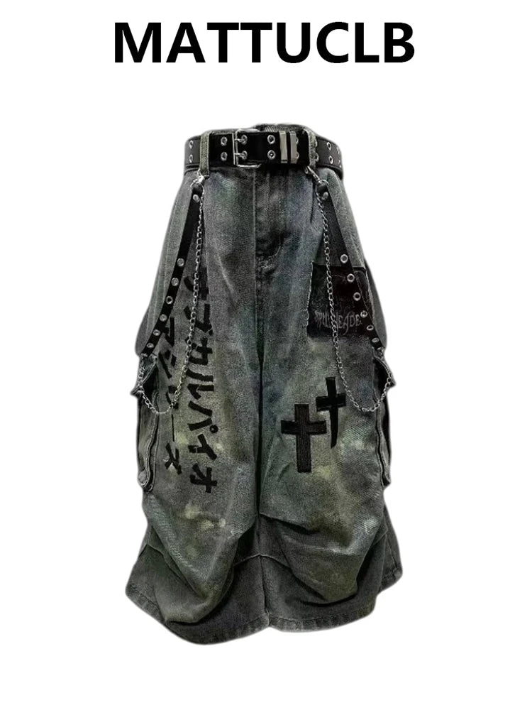 Y2K Goblincore Denim Jorts - Unisex Grunge Shorts