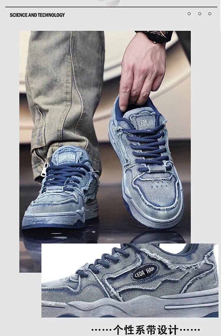 Men's Retro Denim Skateboarding Shoes